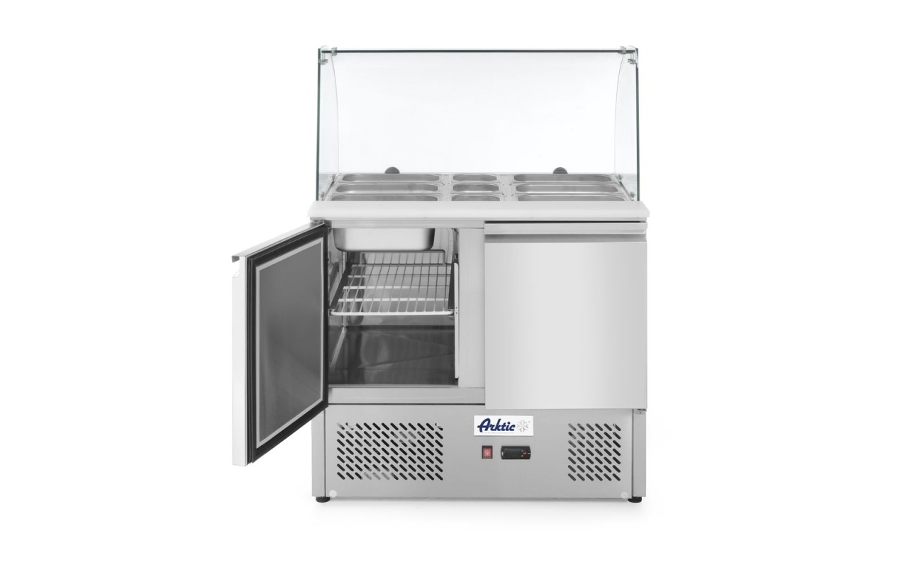 Saladette 2 portes avec vitrine réfrigérée en verre 300L