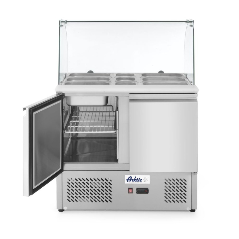 Saladette 2 portes avec vitrine réfrigérée en verre 300L