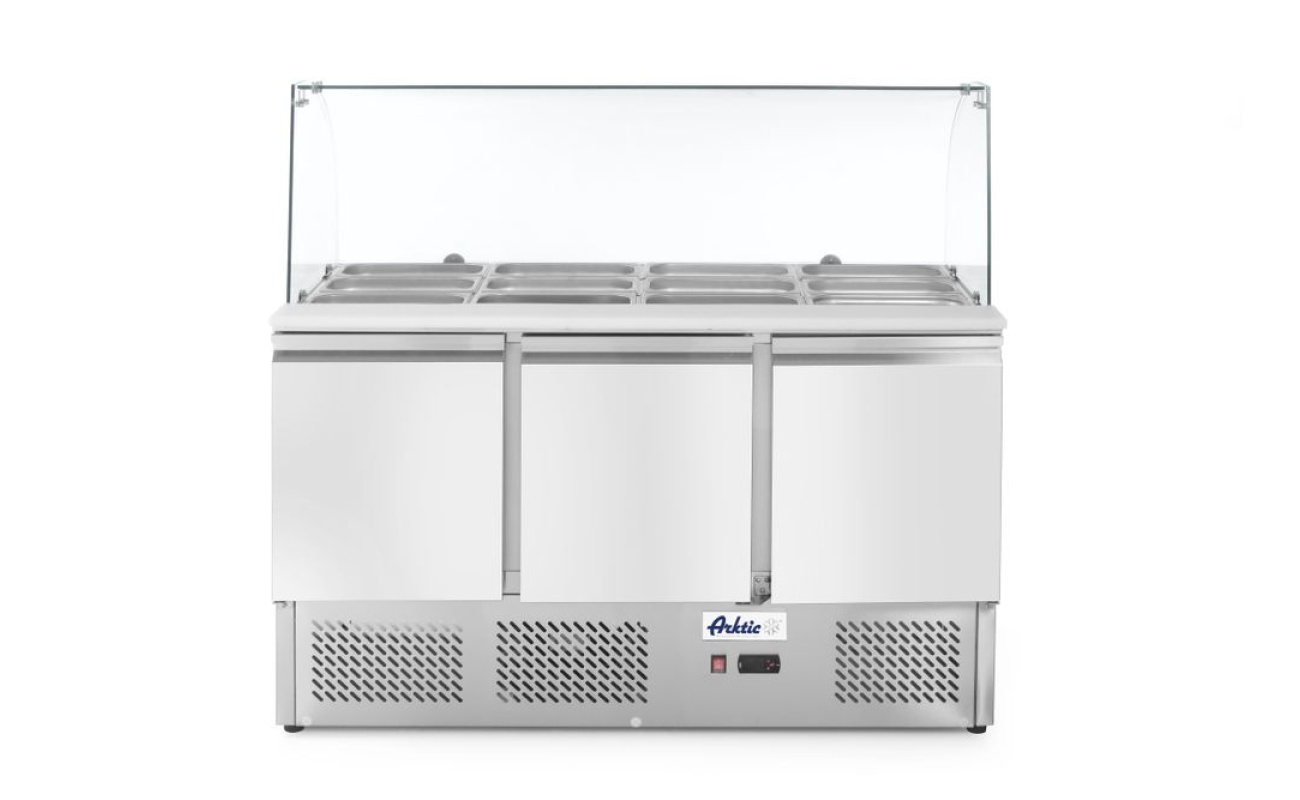 Saladette 3 portes avec vitrine réfrigérée en verre 380L