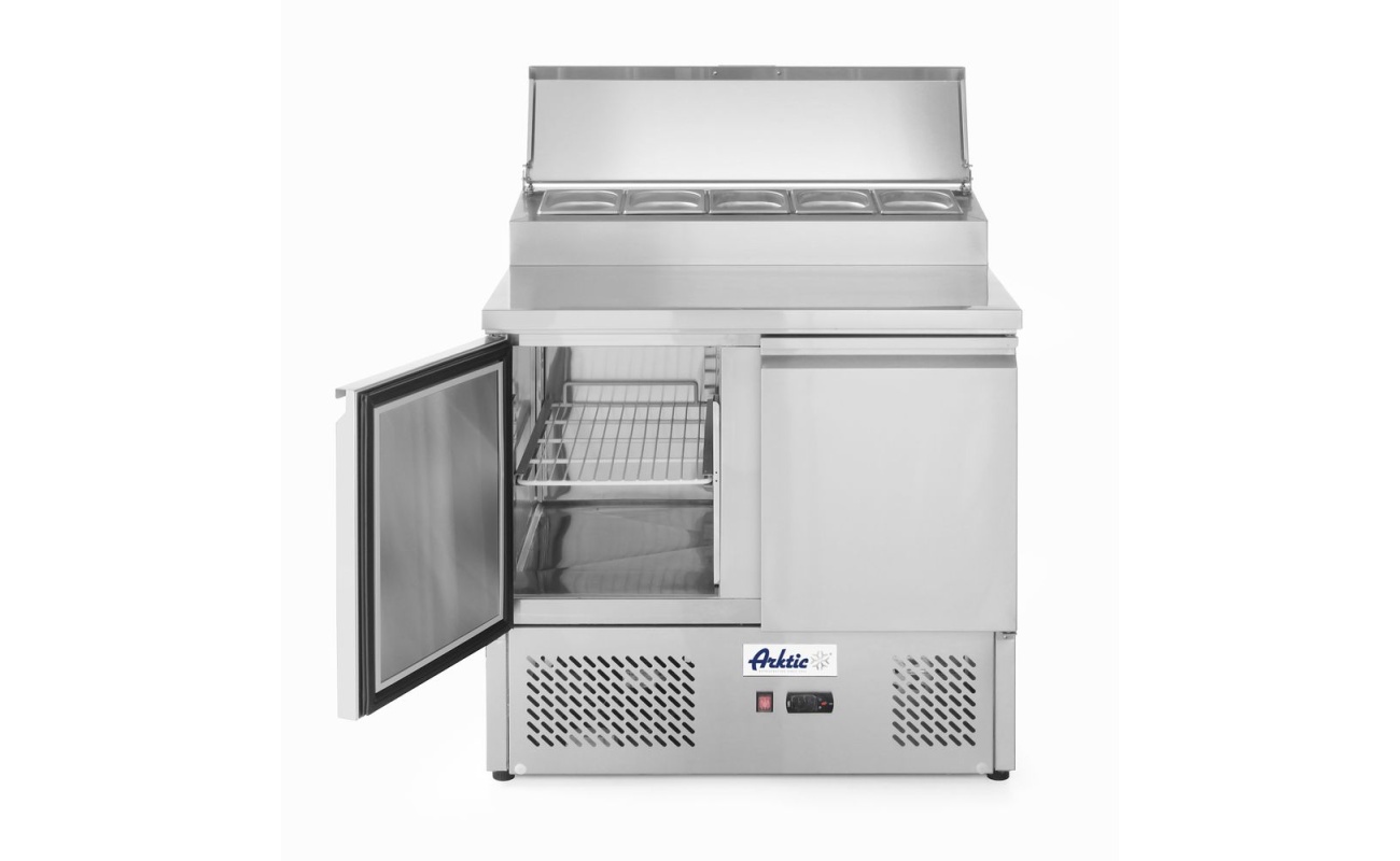Saladette 2 portes avec vitrine réfrigérée GN surélevée 300L