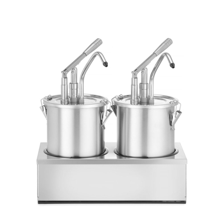 Set : 2 distributeurs de sauce en acier inoxydable avec pompe