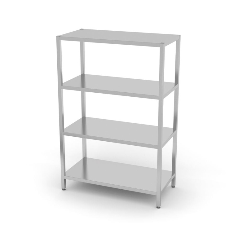 Rack de stockage avec 4 étagères pleines – vissé