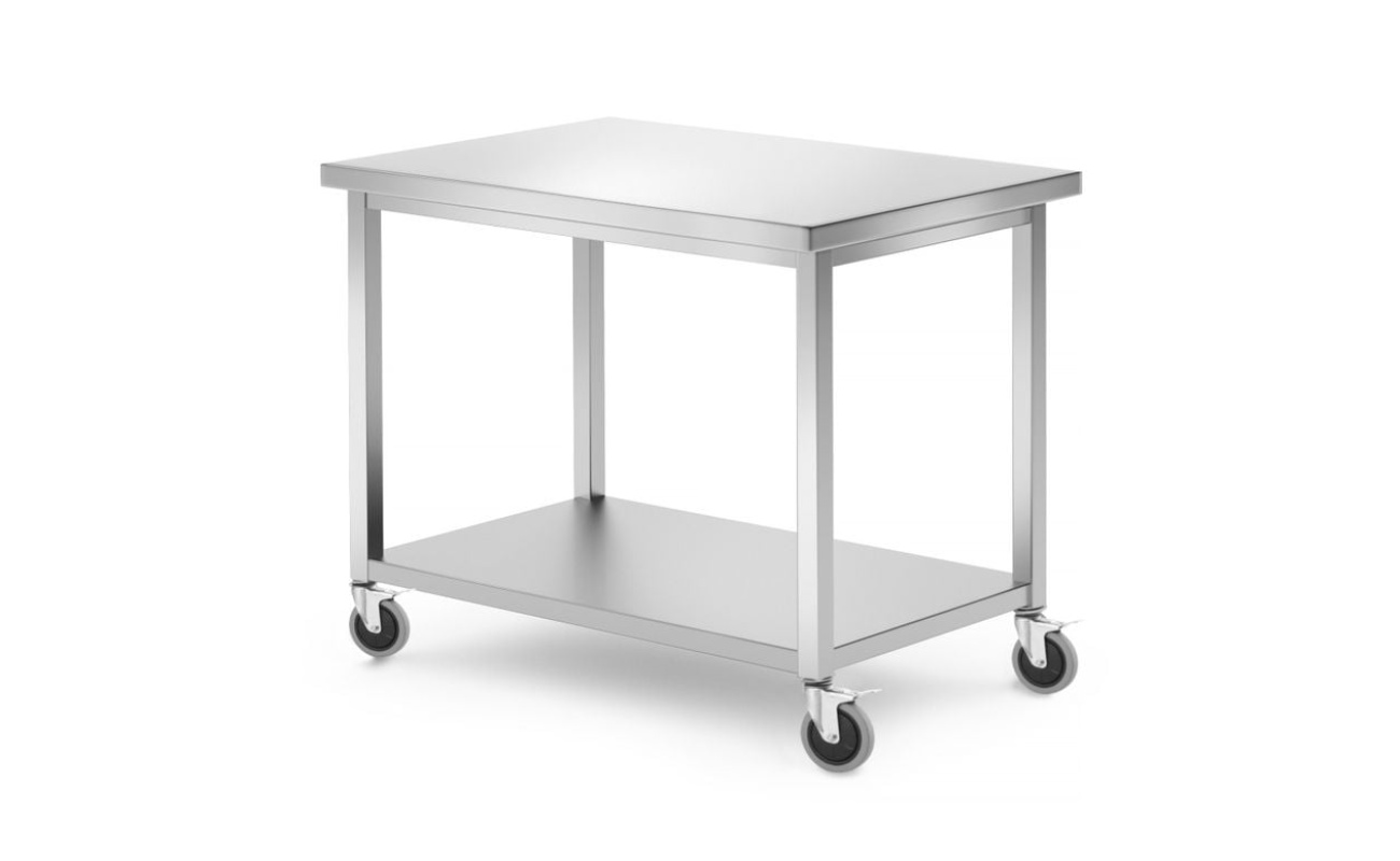 Table mobile avec étagère -vissée