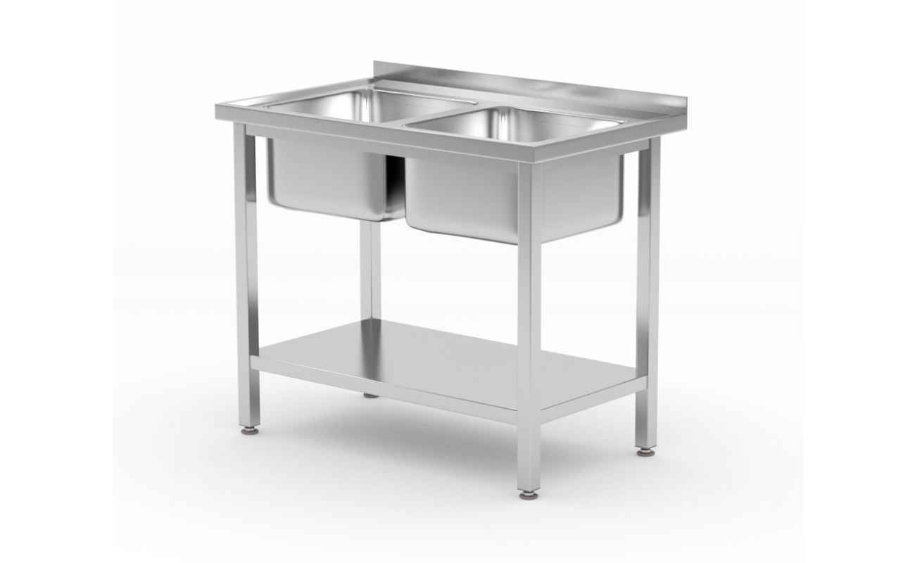 Table avec 2 éviers et étagère