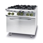 Cuisinière à gaz 4 feux avec four à convection GN 1/1