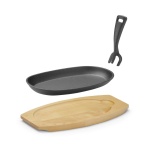 Plat en fonte avec dessous en bois et poignée avec pince_4
