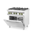 Cuisinière à gaz 4 feux avec four à convection GN 1/1_4
