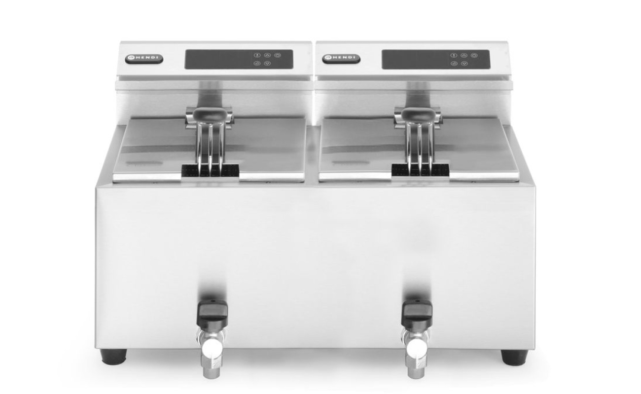 Friteuse Profi Line avec robinet de vidange numérique - 2 x 8 l