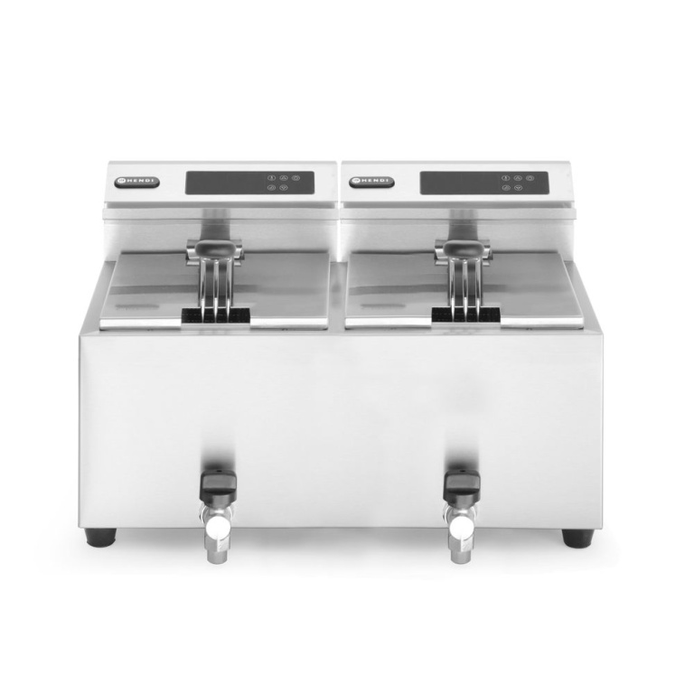 Friteuse Profi Line avec robinet de vidange numérique - 2 x 8 l