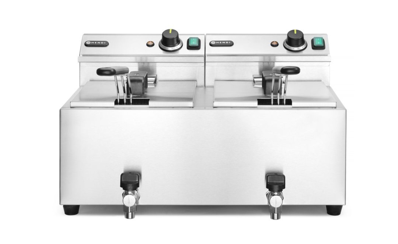 Friteuse Profi Line avec robinet de vidange - 2 x 8 l