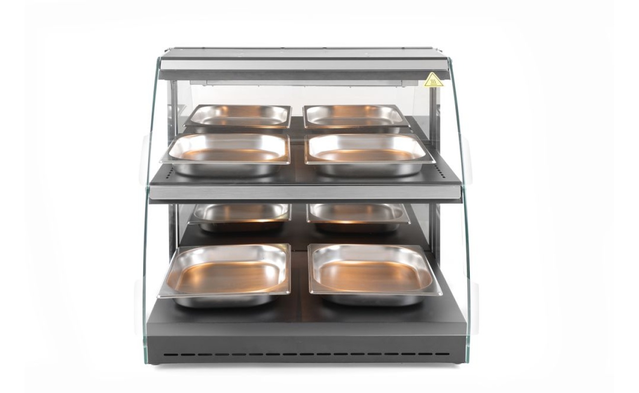 Vitrine de table chauffante quartz deux niveaux