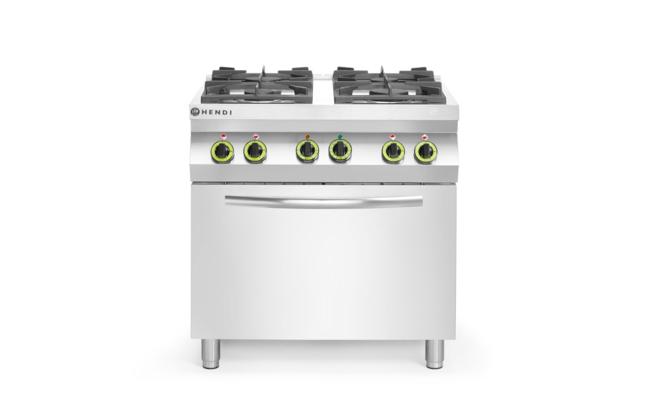 Cuisinière à gaz 4 feux avec four à convection GN 1/1