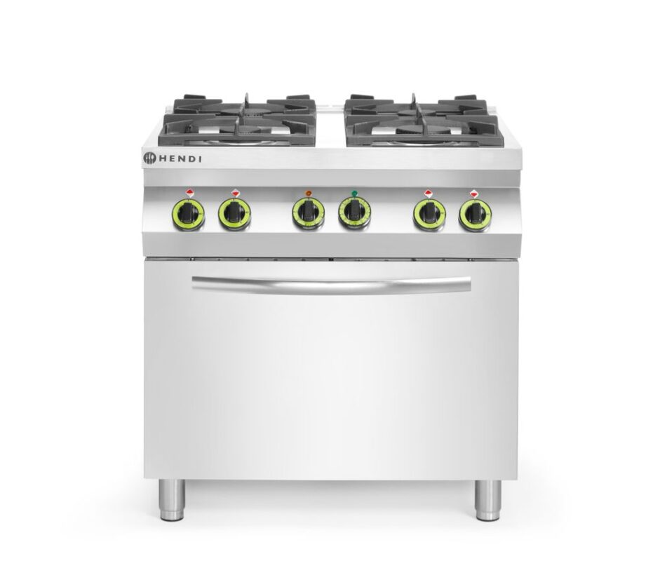 Cuisinière à gaz 4 feux avec four à convection GN 1/1