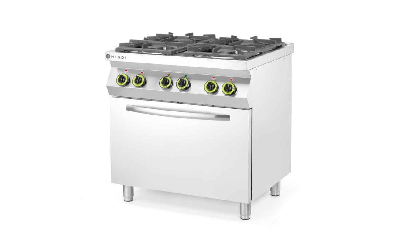 Cuisinière à gaz 4 feux avec four à convection GN 1/1_2