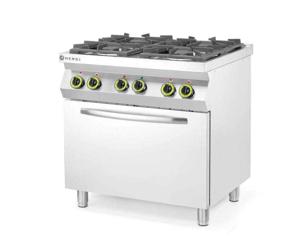 Cuisinière à gaz 4 feux avec four à convection GN 1/1_2