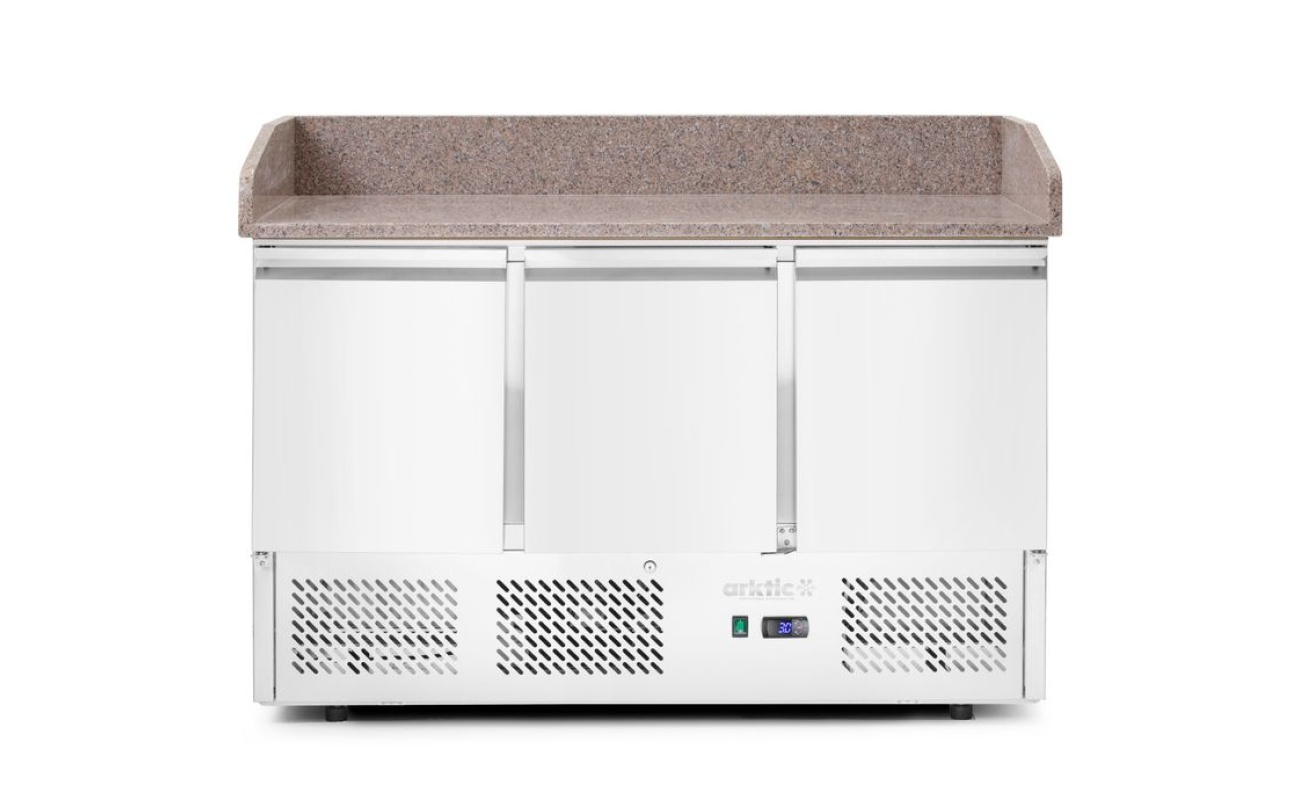 Saladette pizza 3 portes avec vitrine réfrigérée 380+40L