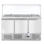 Saladette 3 portes avec vitrine réfrigérée en verre 380L