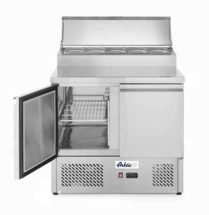 Saladette 2 portes avec vitrine réfrigérée GN surélevée 300L