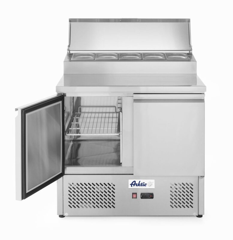 Saladette 2 portes avec vitrine réfrigérée GN surélevée 300L