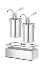 Set : 2 distributeurs de sauce en acier inoxydable avec pompe_3