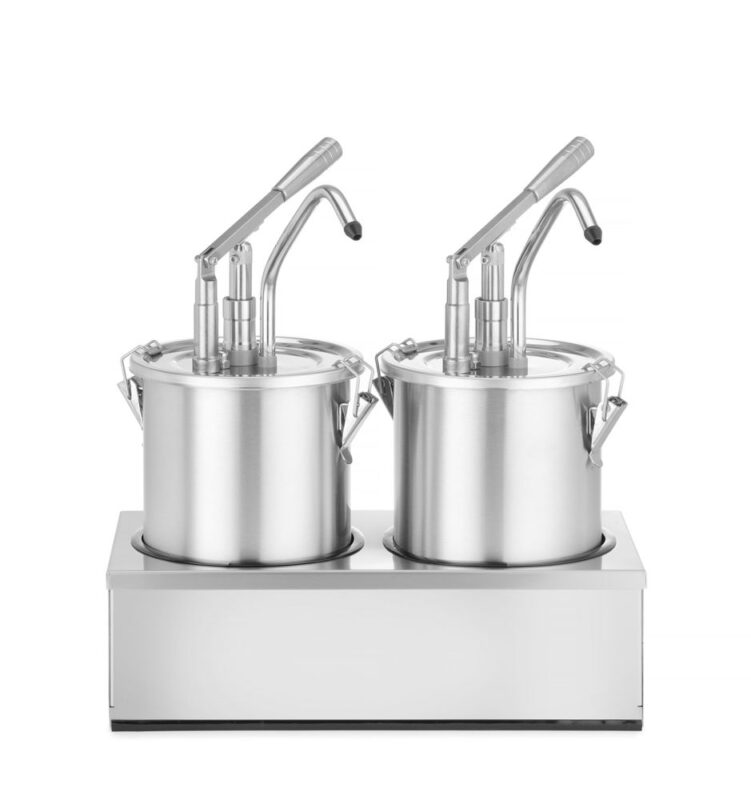 Set : 2 distributeurs de sauce en acier inoxydable avec pompe