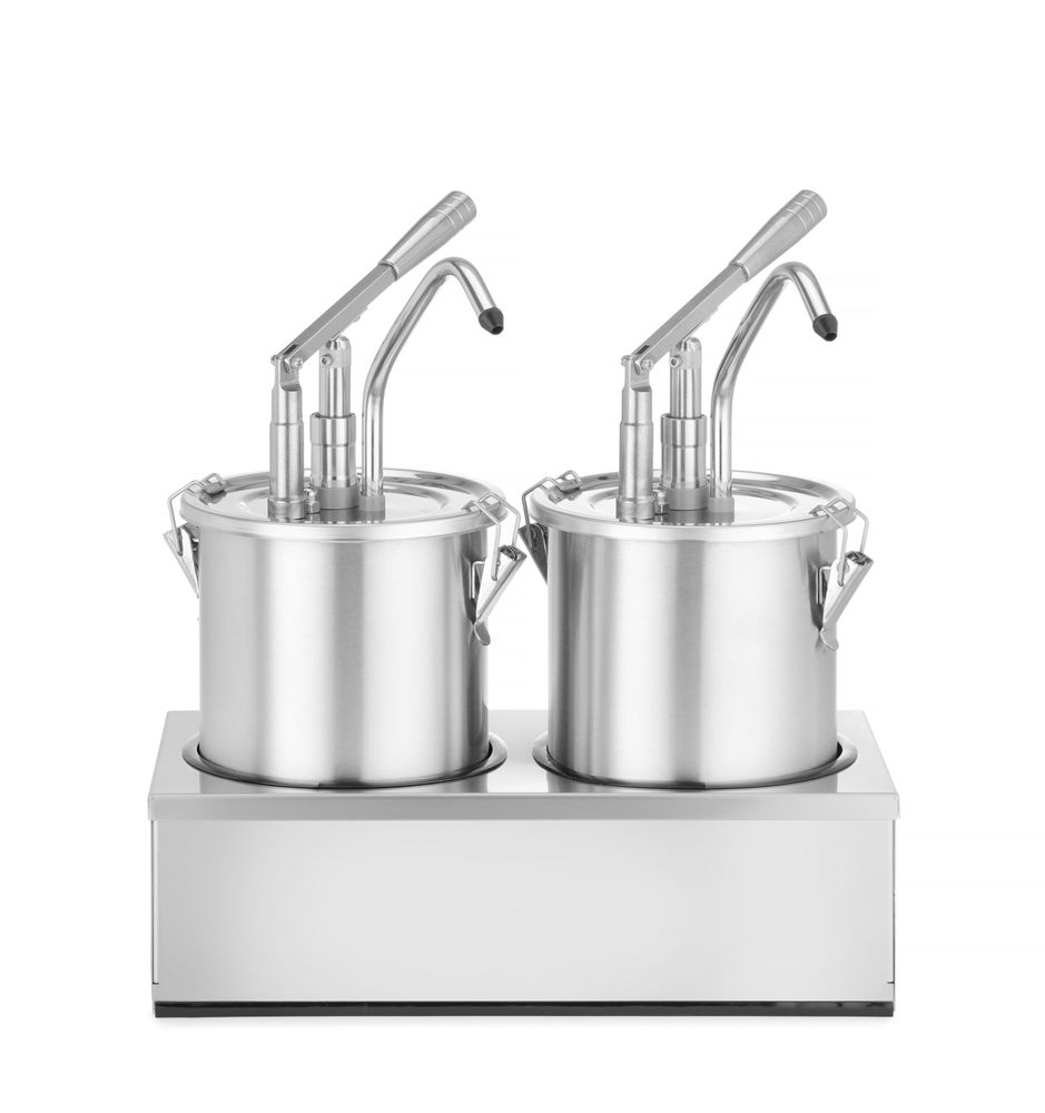 Set : 2 distributeurs de sauce en acier inoxydable avec pompe