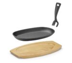 Plat en fonte avec dessous en bois et poignée avec pince_4