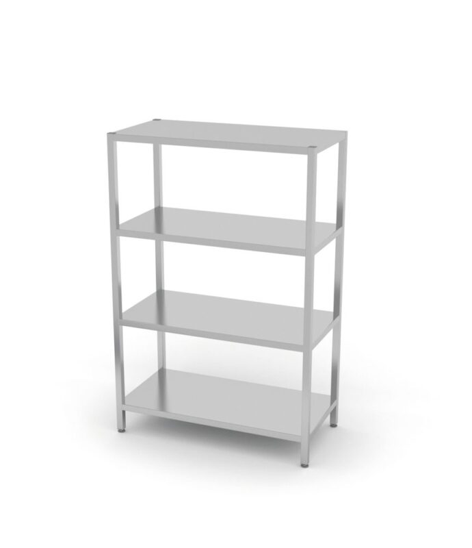 Rack de stockage avec 4 étagères pleines – vissé