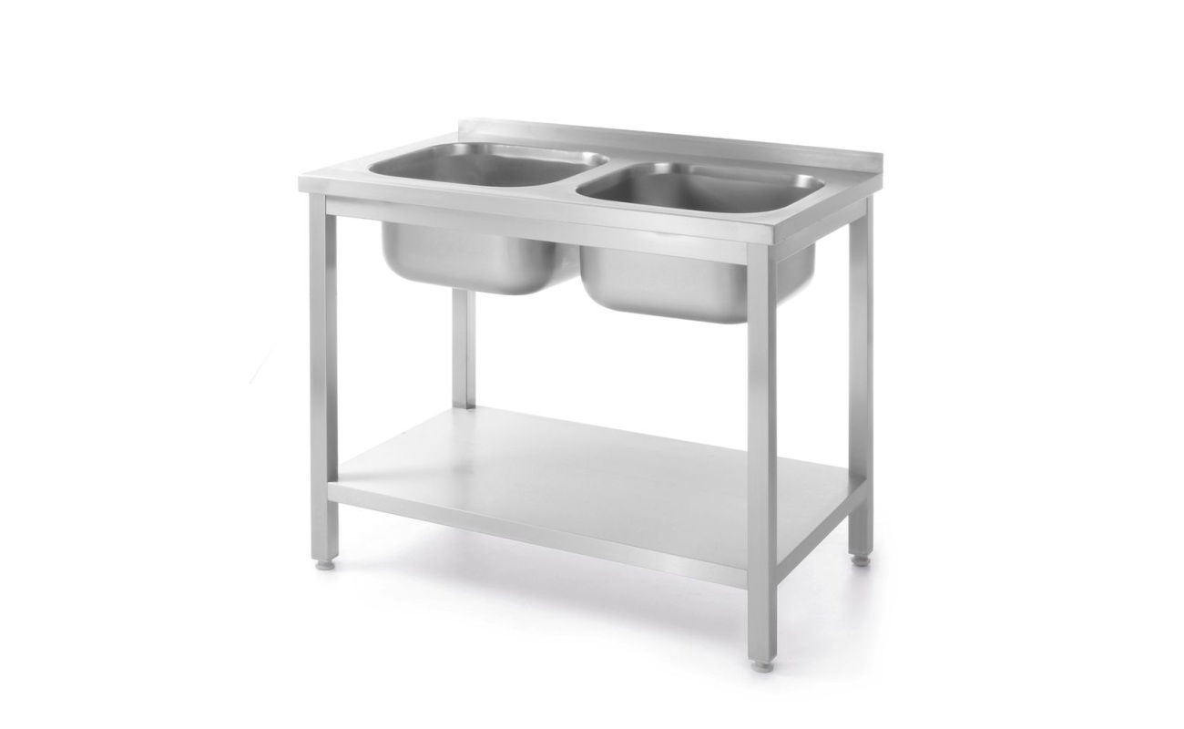 Table avec 2 éviers et étagère