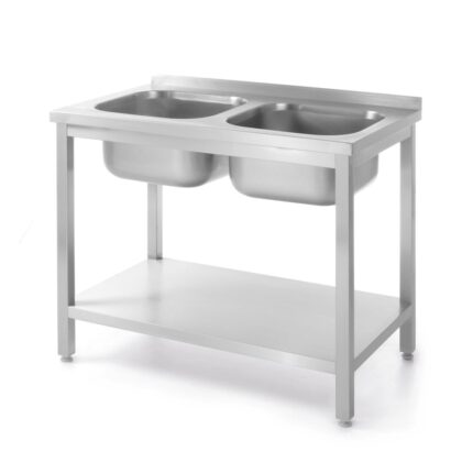 Table avec 2 éviers et étagère